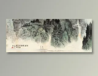 白雪石水墨山脉艺术背景画