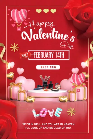 情人节爱情销售红色海报