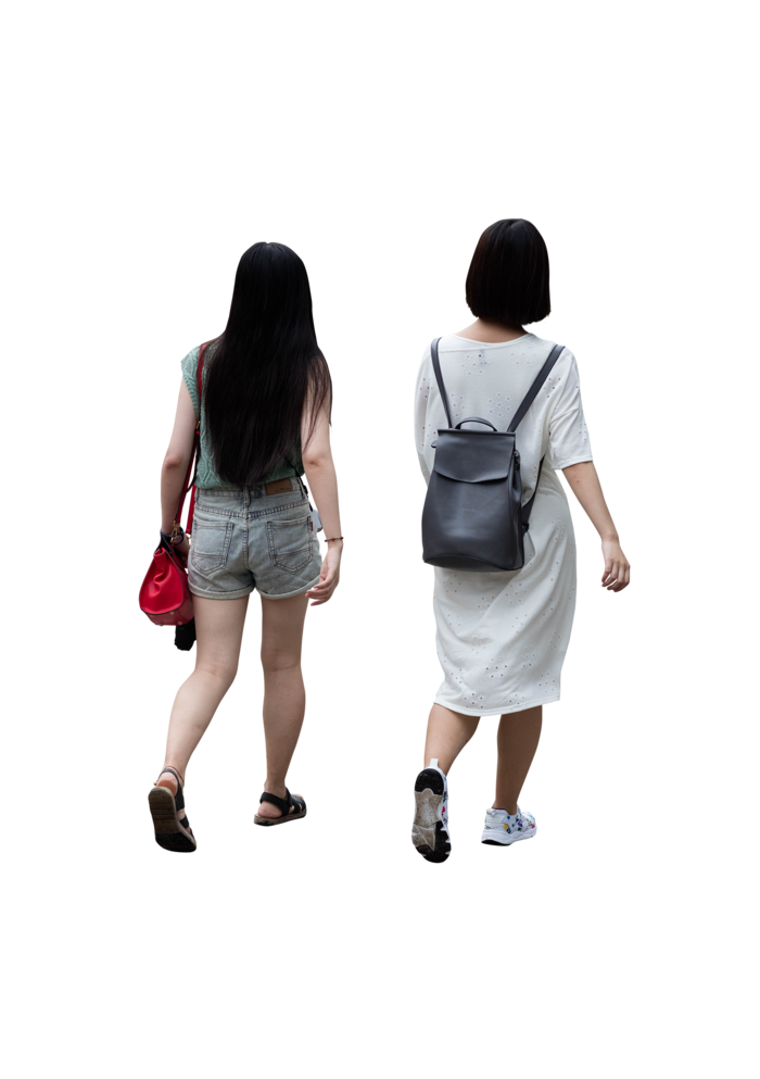 亚裔人物青年闺蜜逛街照片