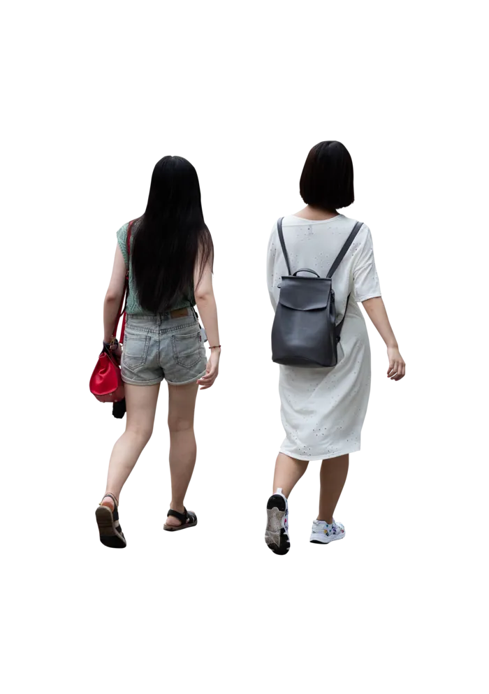 亚裔人物青年闺蜜逛街照片