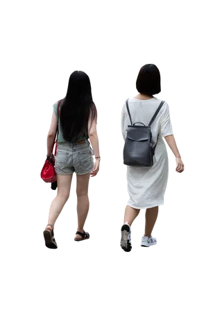 亚裔人物青年闺蜜逛街照片