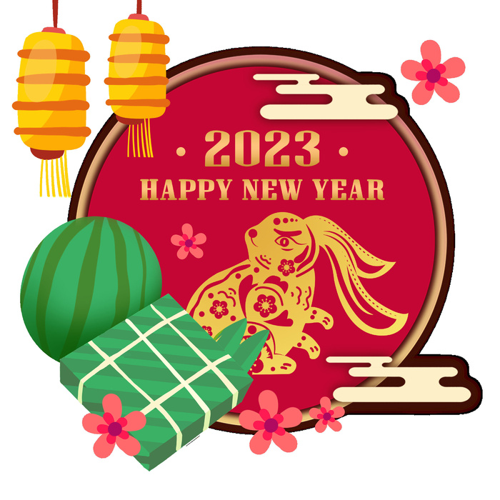 喜庆兔年2023年挂画psd模版下载