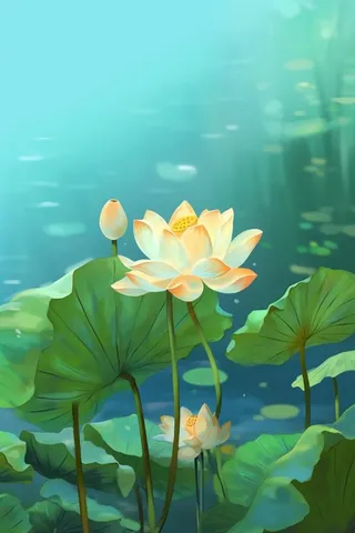 荷花中国风国潮背景