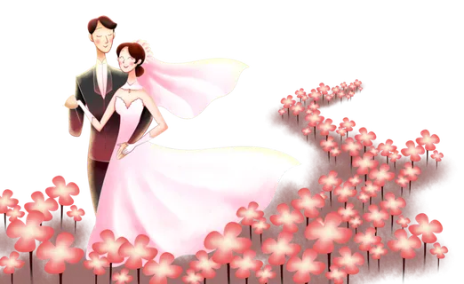 婚纱卡通人物婚礼白纱结婚婚纱摄影手绘