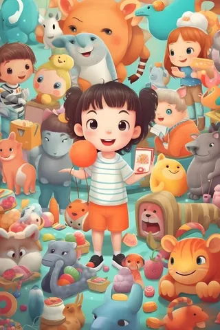 儿童孩子玩耍气球乐园聚会插画海报素材背景