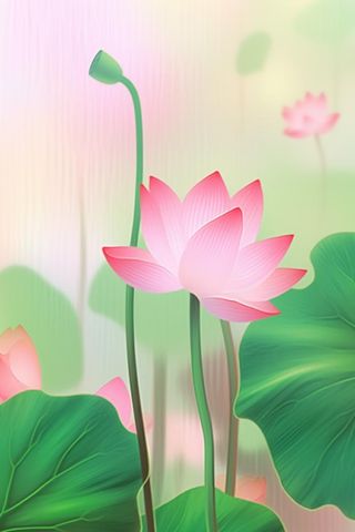简约清新粉色荷花背景