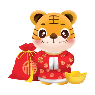 2022虎年卡通老虎形象拜年图案素材图片插图素材