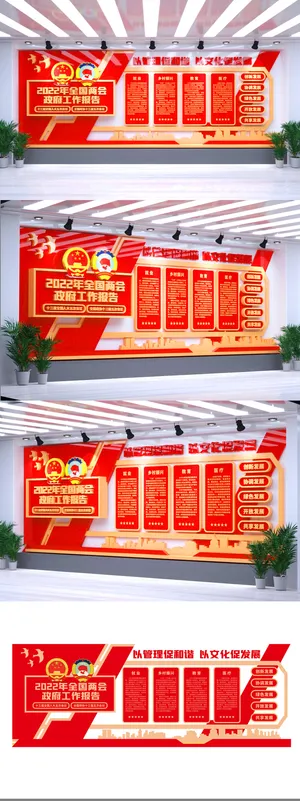 2022年全国两会*工作报告党建文化墙