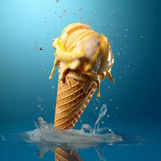 冰淇淋夏日消暑甜品室内纯色背景虚化背景创意融合