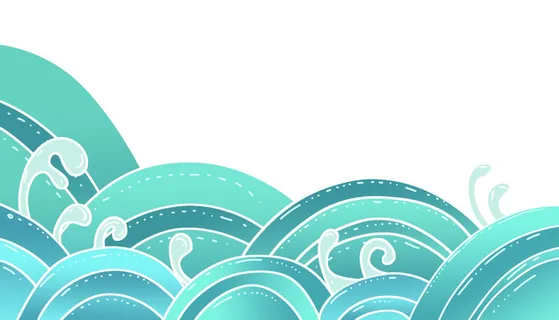 中国风国潮插画海浪波浪背景装饰浪花图案元素