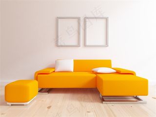 简约沙发与装饰画框图片