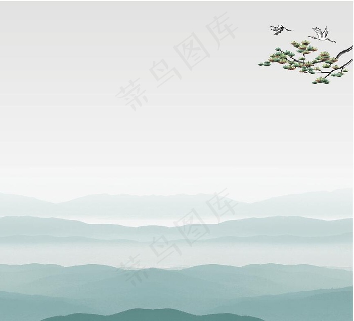 仿古风景古典画风cdr矢量模版下载