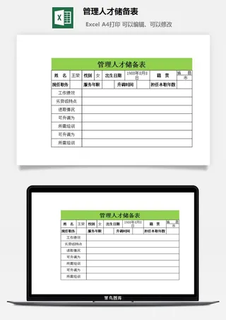 管理人才储备表excel模板
