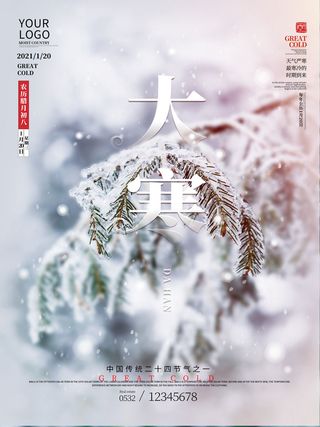二十四24节气大寒中国传统节日冬季海报模设计素材