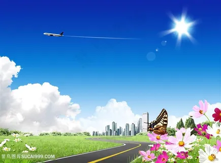 马路建筑风景画韩式自然背景 马路建筑风景画韩式自然背景