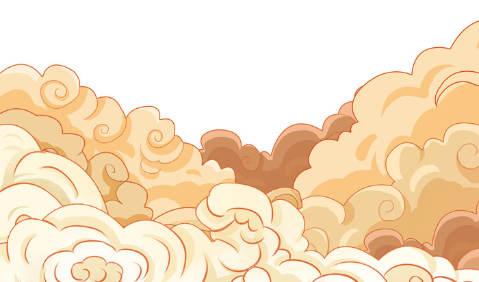 中国风国潮祥云插画手绘云彩图案海报云层装饰背景PSD设计素材