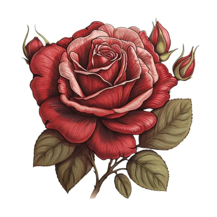 情人节520玫瑰花手绘插画免抠(1024x1024)