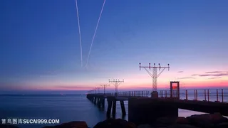 黄昏海景天桥壁纸