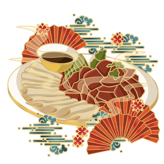 国潮中国风传统小吃食物地方特色菜美食元素插画海报图片素材psd模版下载