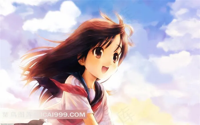 甜美微笑的美少女插画