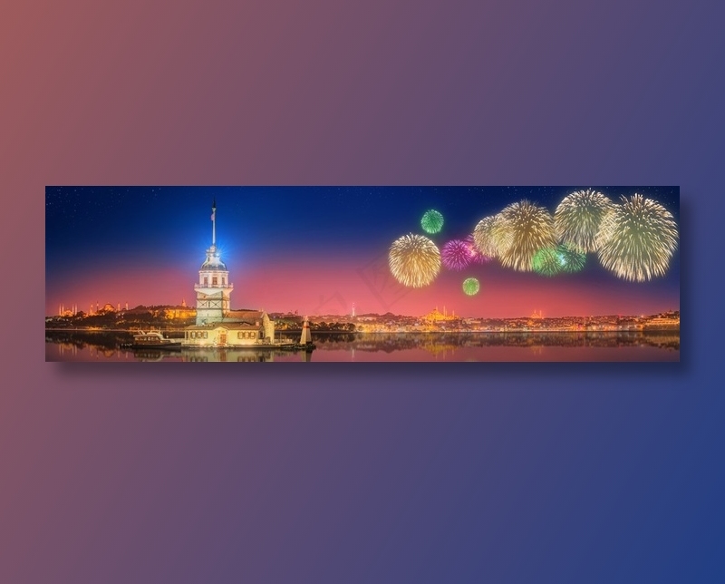 绚丽的烟花城市夜景高清图