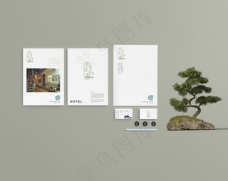 高端民宿酒店品牌VI智能贴图样机PSD设计模板