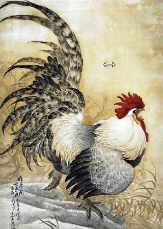 油画 鸡群 风景 背景墙