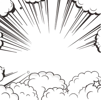 放射线云朵装饰卡通动漫