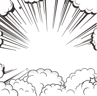 放射线云朵装饰卡通动漫