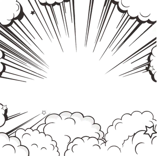 放射线云朵装饰卡通动漫