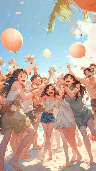 夏日避暑沙滩激情狂欢派对，清爽海浪音乐，夏至大暑小暑度假