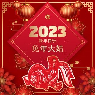 2023年兔年红色背景