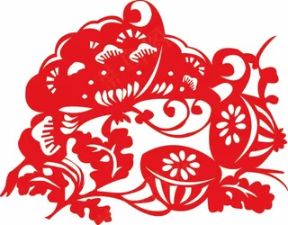 荷花剪纸 剪纸风元素