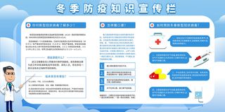 春节冬季肺炎疫情防控指南宣传海报插画展板PSD设计素材模板