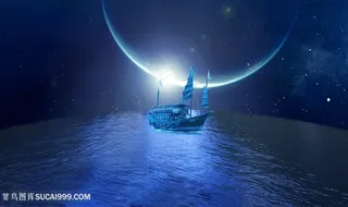 开出地球蓝色梦幻小船科技地球