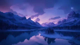 美丽大气写意风景背景壁纸插画-冰谷