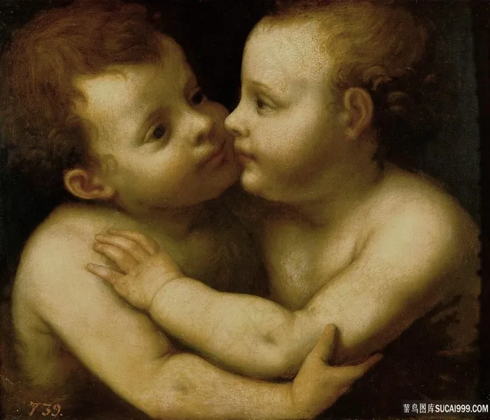 拥抱的男婴装饰画