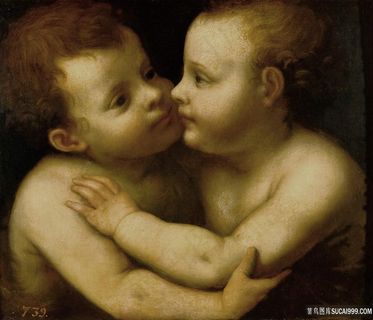 拥抱的男婴装饰画