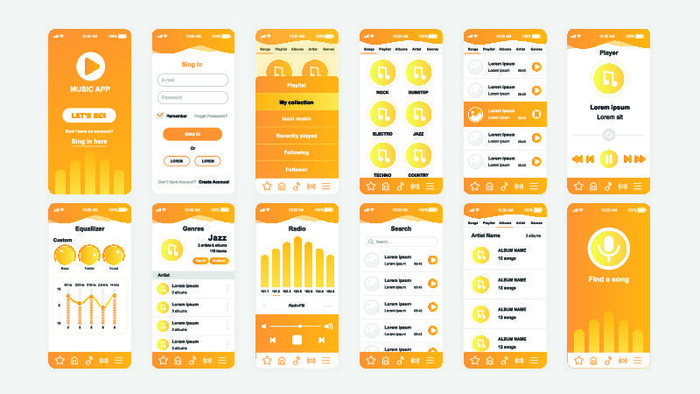 手机移动端整套APP交互UI界面套图作品集EPS矢量图设计素材eps,ai矢量模版下载