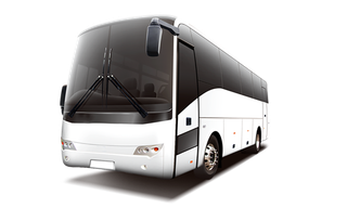 黑白大巴车拼色卡通