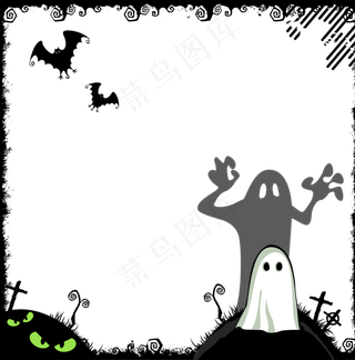 万圣节边框可爱幽灵元素节日边框