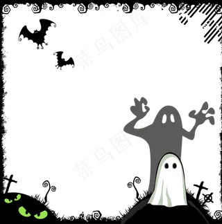 万圣节边框可爱幽灵元素节日边框