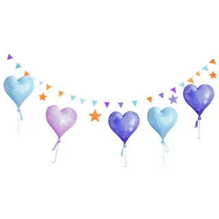 彩旗气球装饰彩色免抠