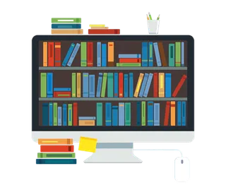 电脑书架灰色少儿兴趣班素材