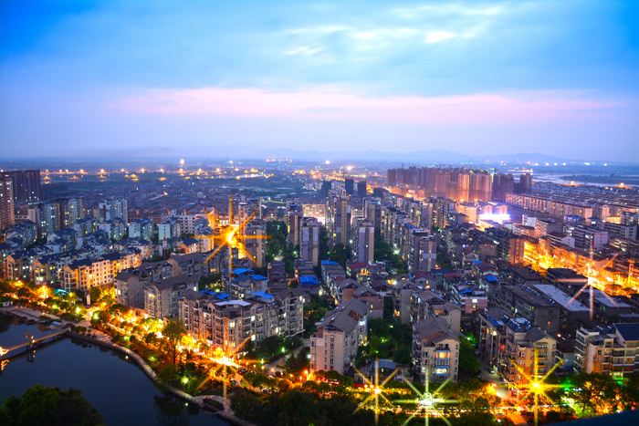 高清蓝天白云城市风景