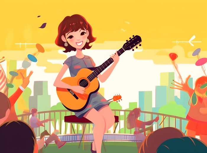 夏日音乐会孩子吉他背景