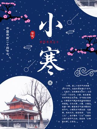 中国传统冬天小寒祝福24二十四节气节日宣传活动海报