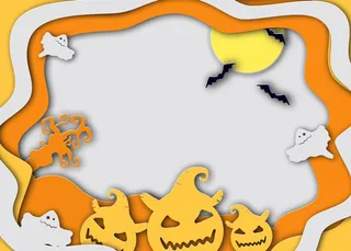 可爱卡通万圣节橙色背景