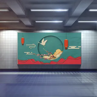 中国风国潮展板背景psd分层模板