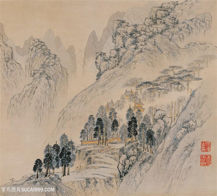 明代画家张复潇湘八景春日踏青图国画图片